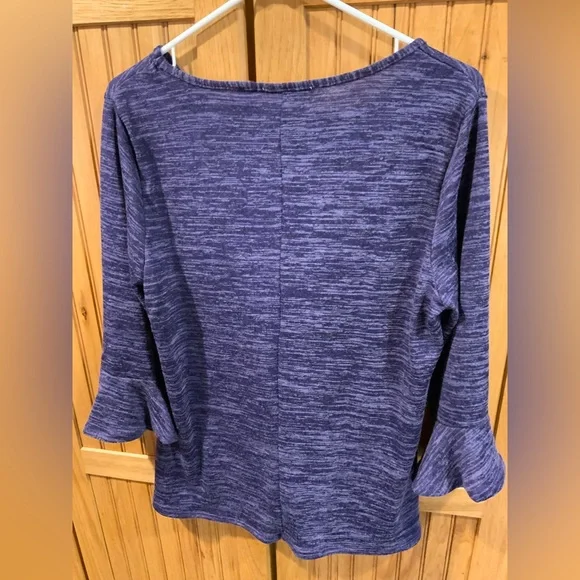 Notations Heathered Purple Long Sleeve Top - Picture 3 of 3